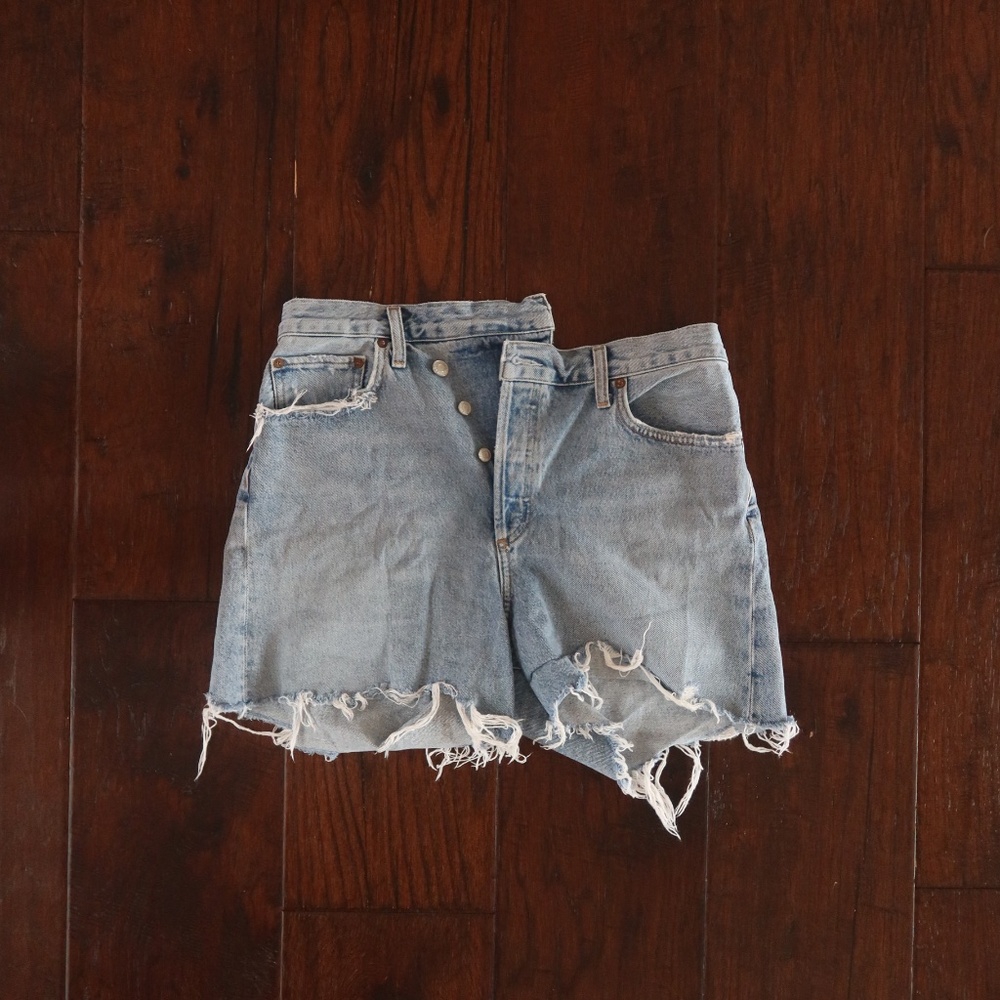 AGOLDE Los Angeles Light-Wash Long Denim Shorts  Size 29